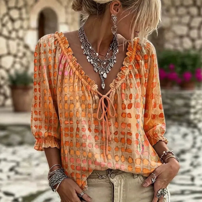 **Chemise à Pois** **Style Chic Bohème**