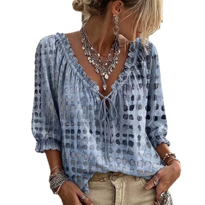 **Chemise à Pois** **Style Chic Bohème**