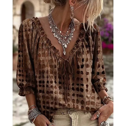 **Chemise à Pois** **Style Chic Bohème**