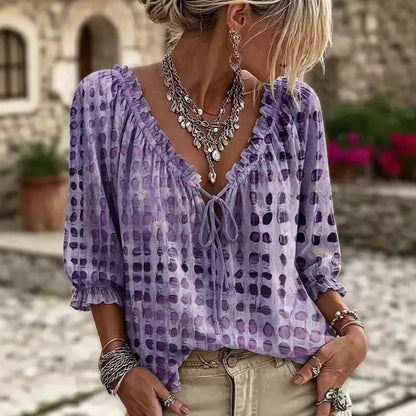 **Chemise à Pois** **Style Chic Bohème**